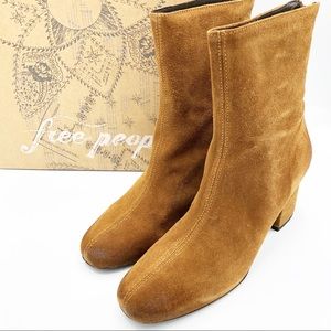 Free People Cecile Tan Suede Ankle Boots Size 8